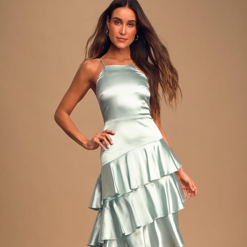 Lulus “Give Us A Twirl” Ruffle Layered Midi Dress - Picture 11 of 11